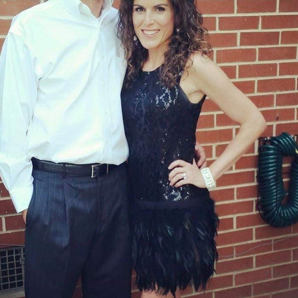 Little Black Feather & Sequin Lace Dress